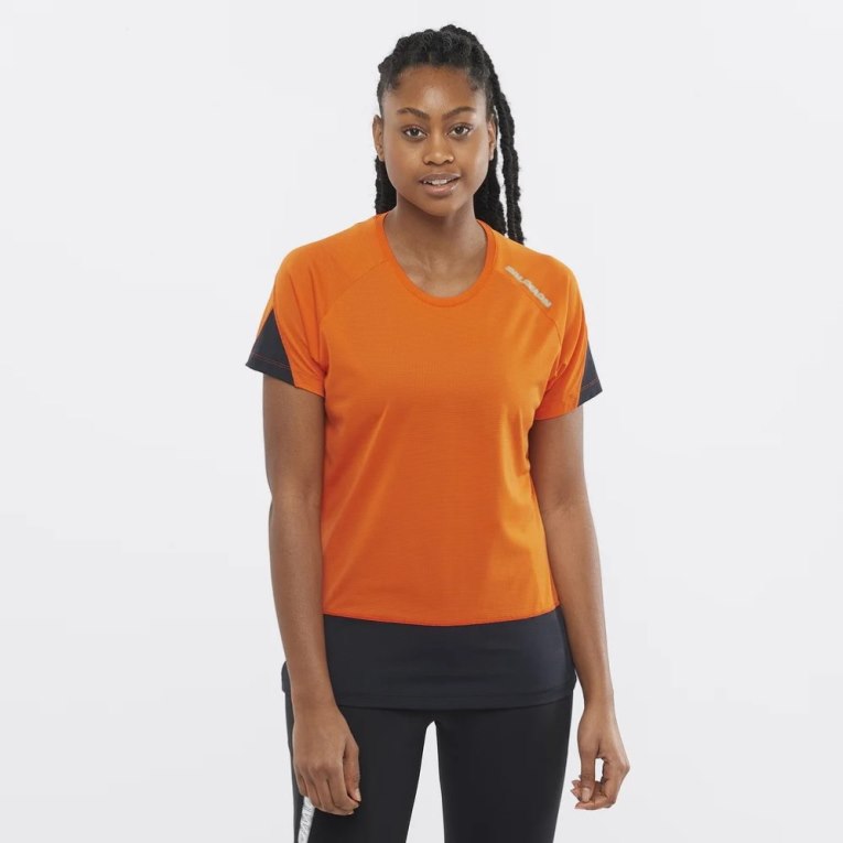 Orange Salomon Cross Run Short Sleeve Women\'s T-Shirts | PH 15928W